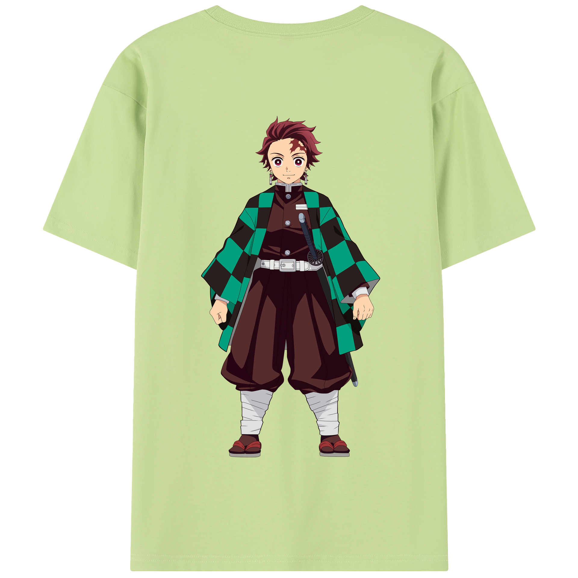 （画像用） 鬼滅の刃 竈門 炭治郎／かまど たんじろう Kamado Tanjirou 綿100％半袖Tシャツ（背面プリント）